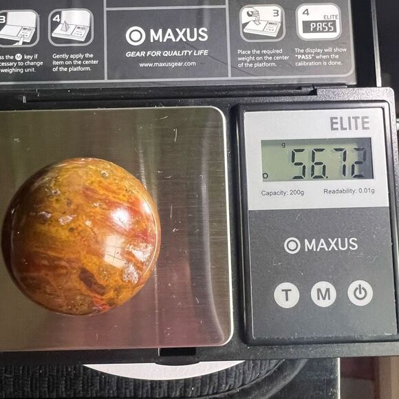 OC Jasper Red Yellow Quartz Crystal Sphere - Picture 11 of 12